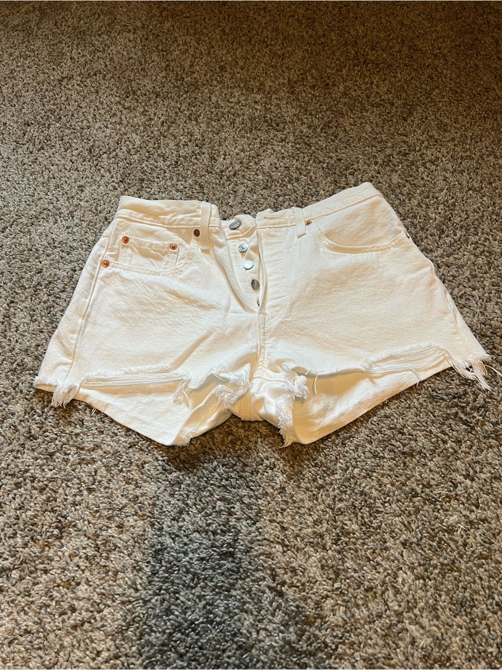 Levi’s 501 Women’s White High-Rise Button-Front Denim Shorts